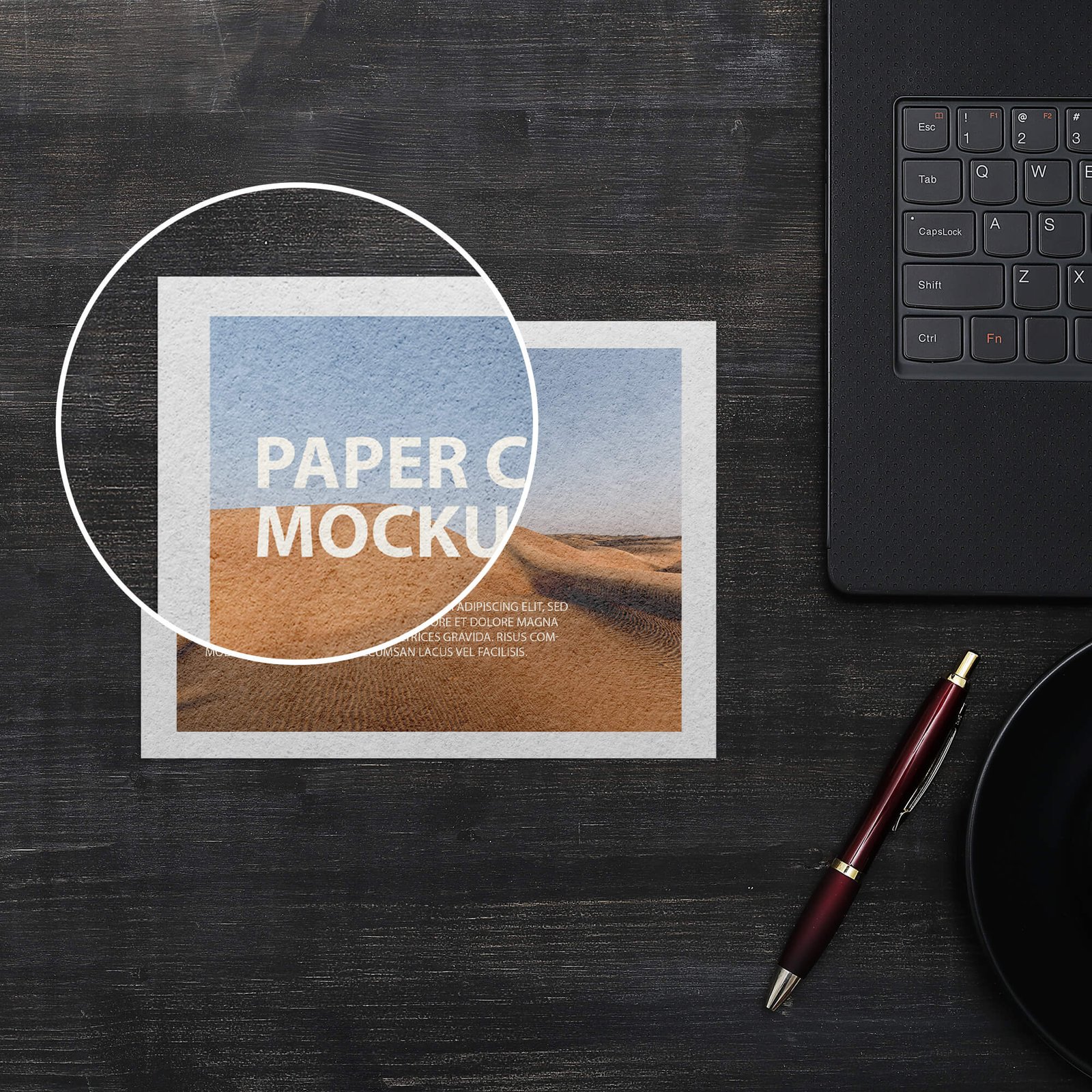 Close Up Of a Paper Card Mockup PSD Template