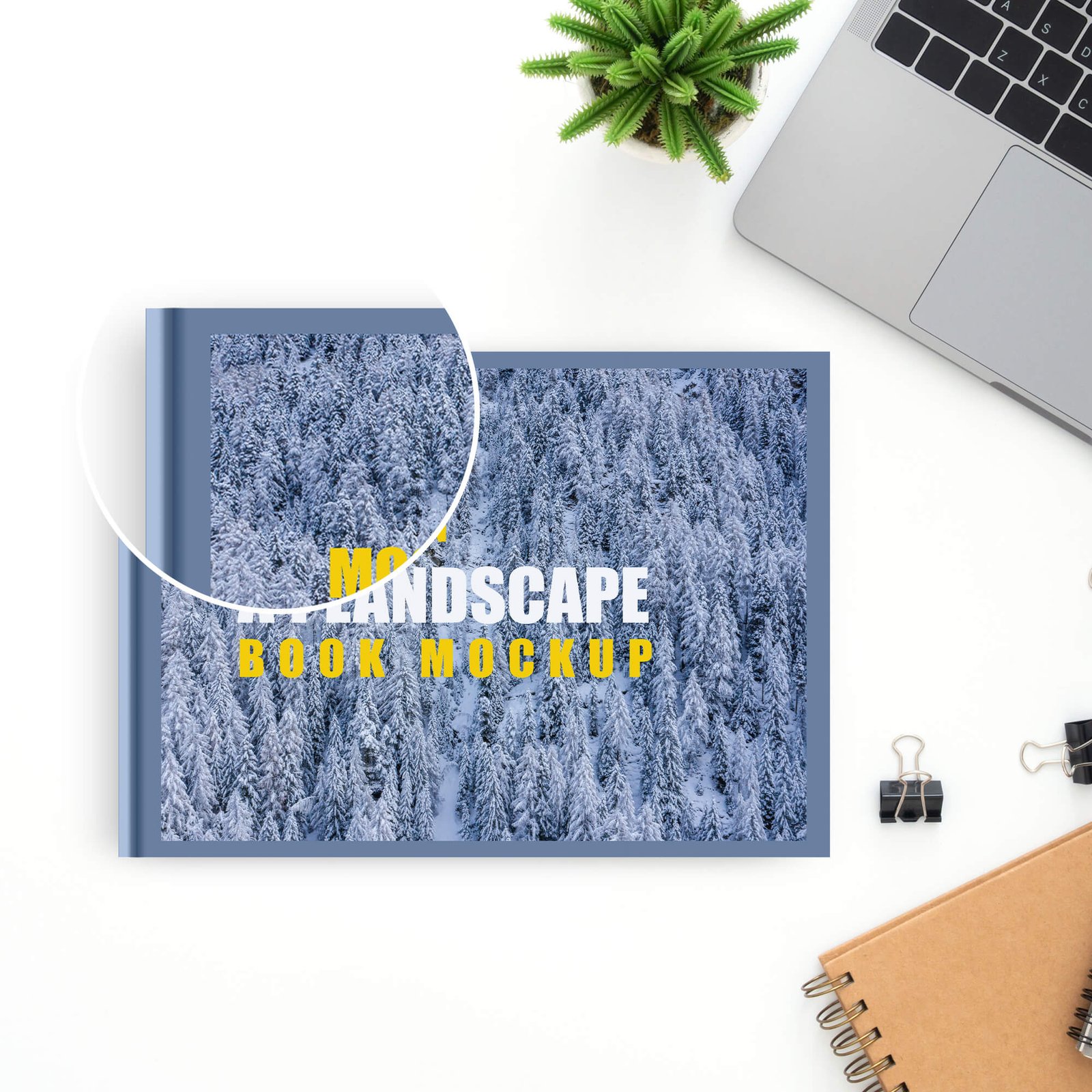 Close Up of a Free A4 Landscape Book Mockup PSD Template