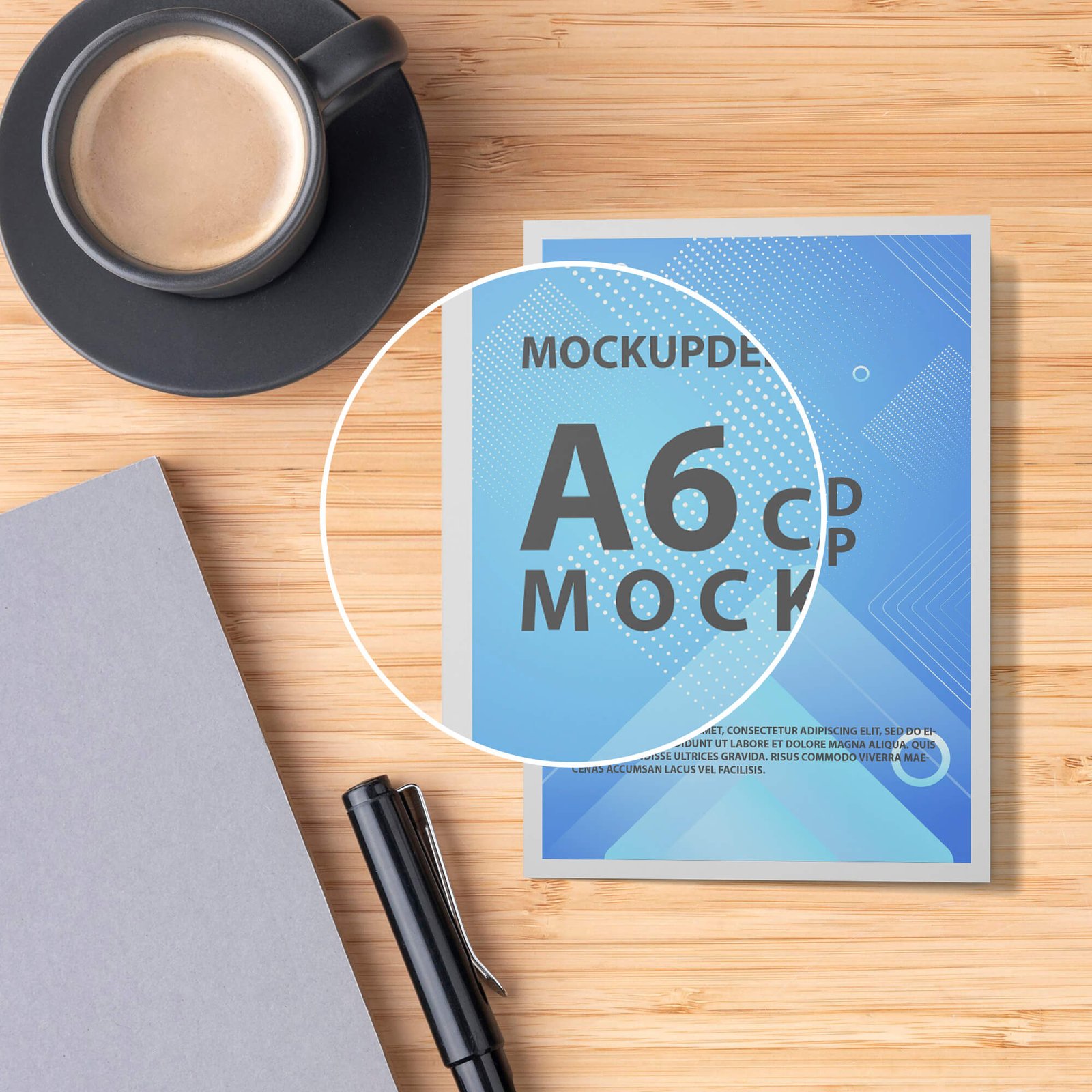 Close Up of a Free A6 Card Mockup PSD Template