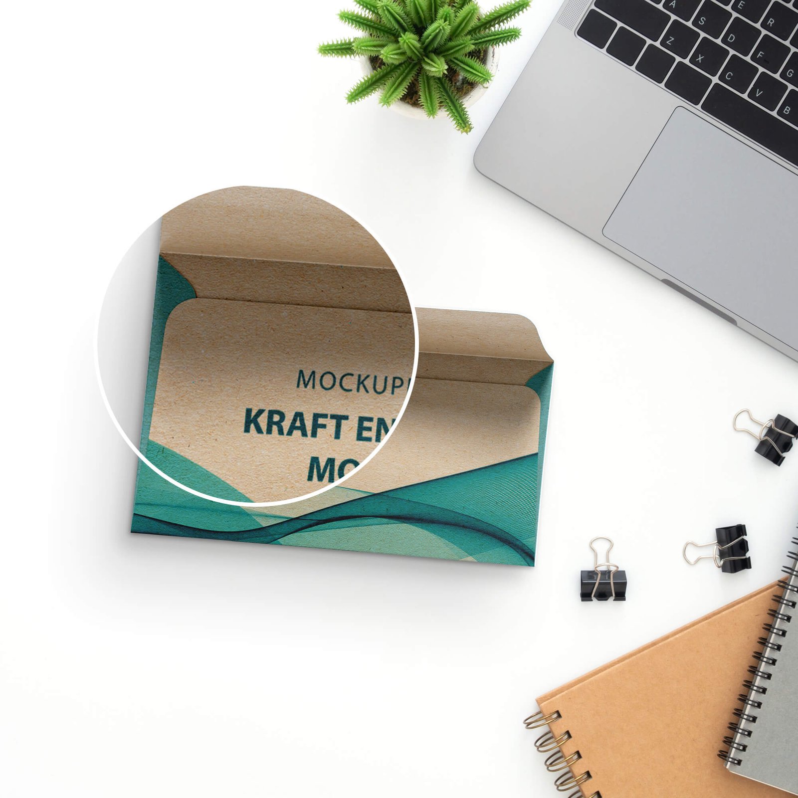 Close Up of a Free Kraft Envelope Mockup PSD Template