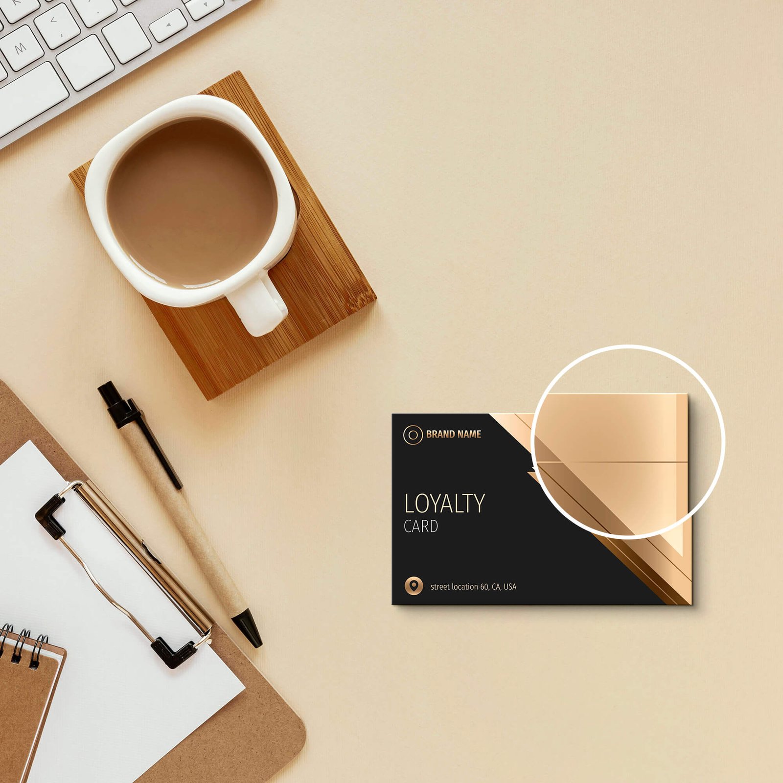 Close Up of a Free Loyalty Card Mockup PSD Template