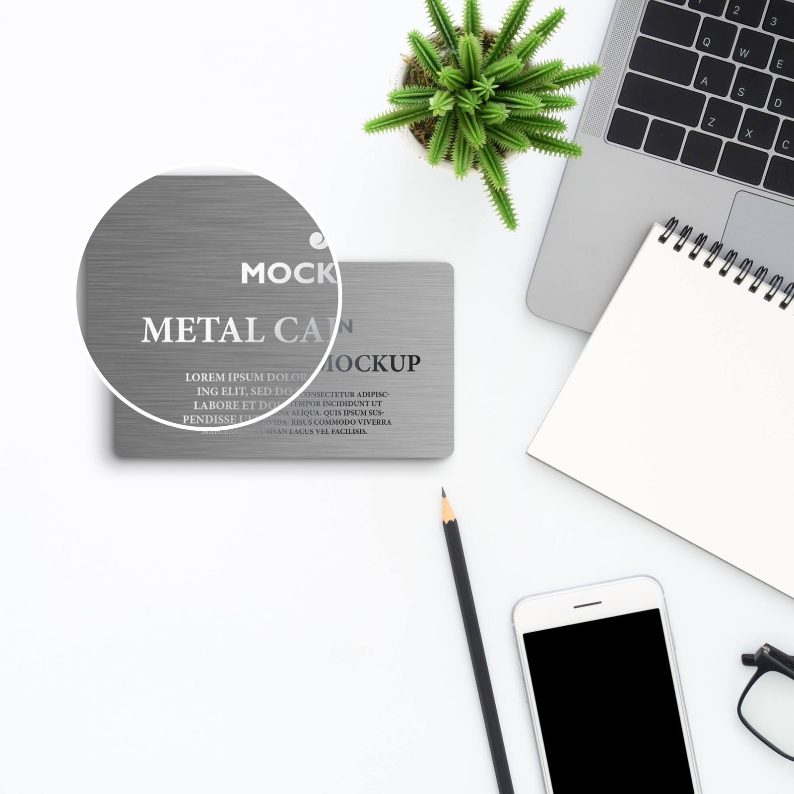 Close Up of a Free Metal Card Mockup PSD Template