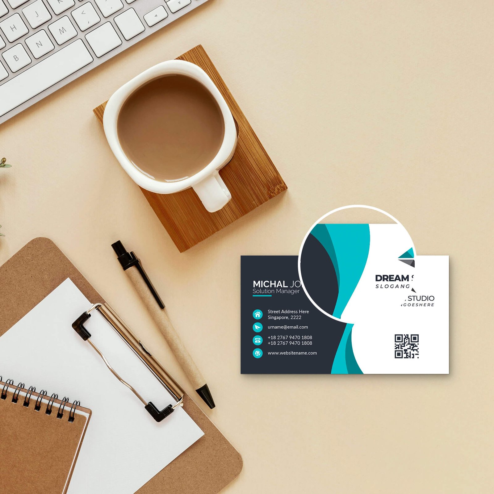 Close Up of a Free Personal Card Mockup PSD Template