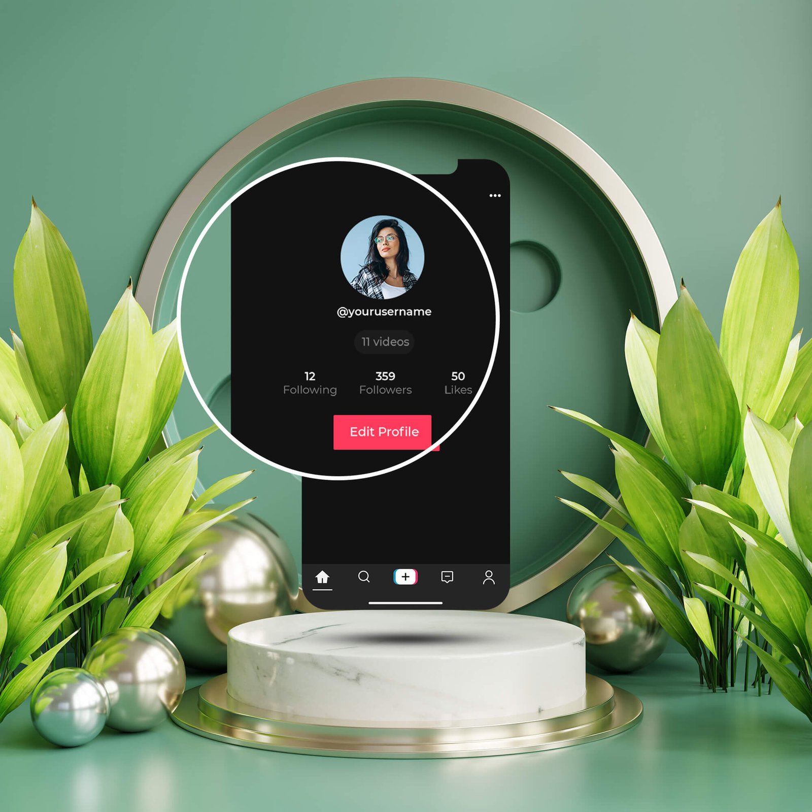 Free Tiktok Profile Mockup PSD