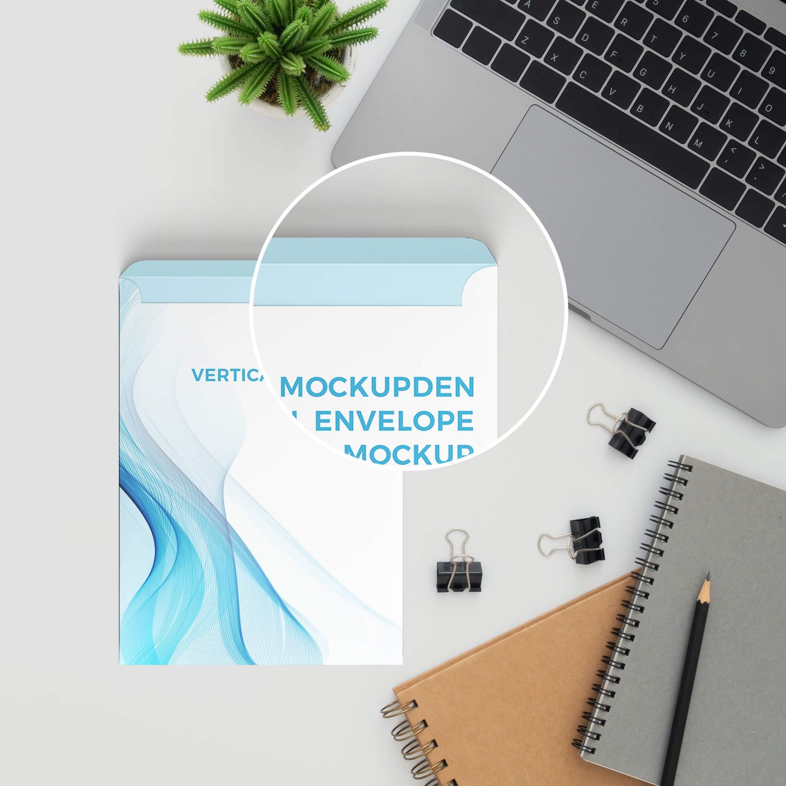 Close Up of a Free Vertical Envelope Mockup PSD Template