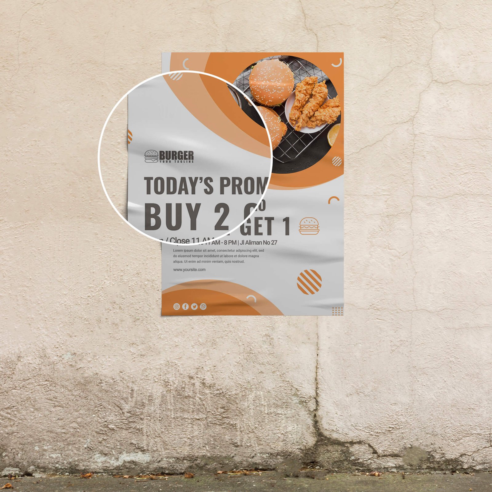 Close Up of a Free Wrinkled Paper Mockup PSD Template