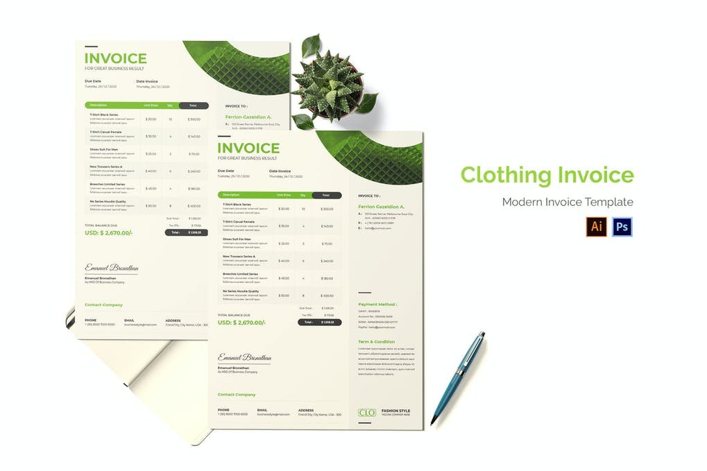 Clothing Invoice