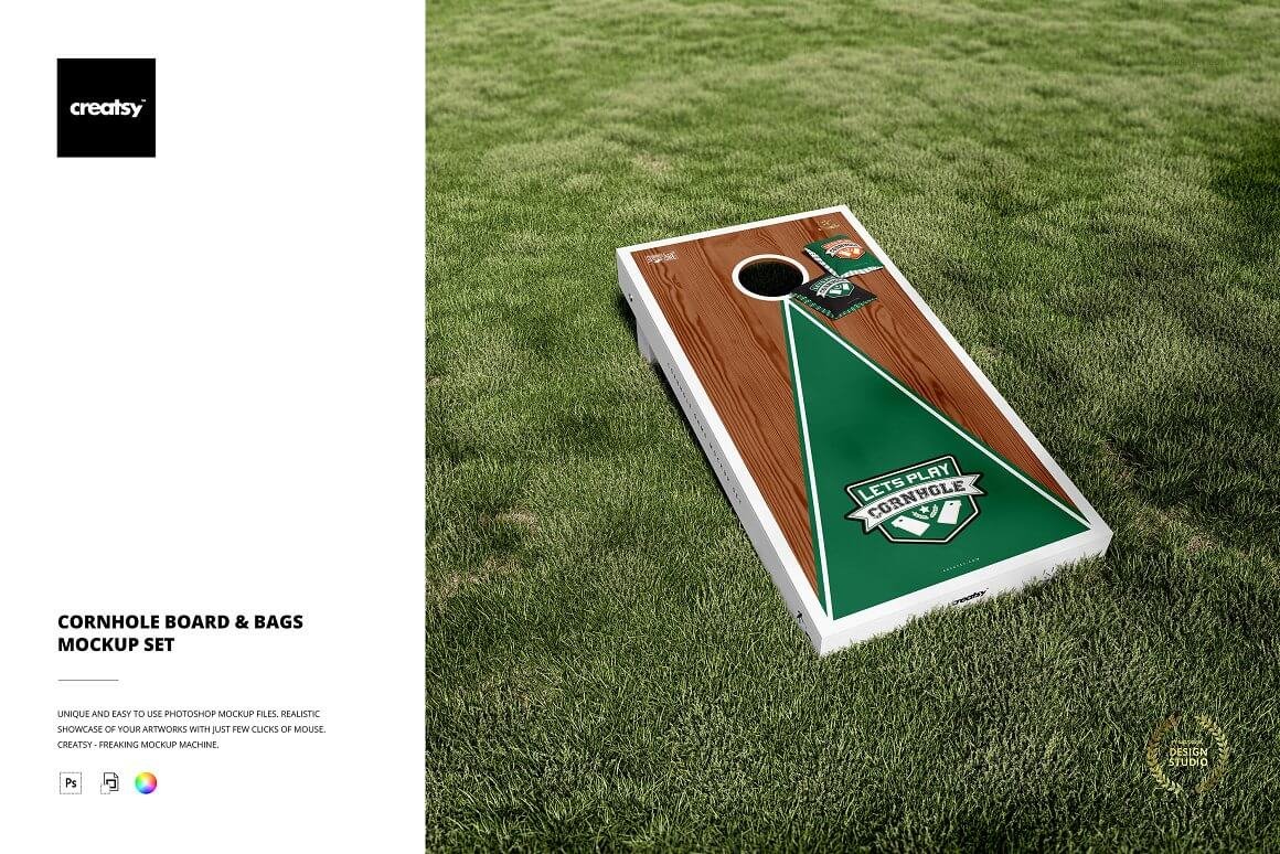 Cornhole Game Set Board Bags Mockup