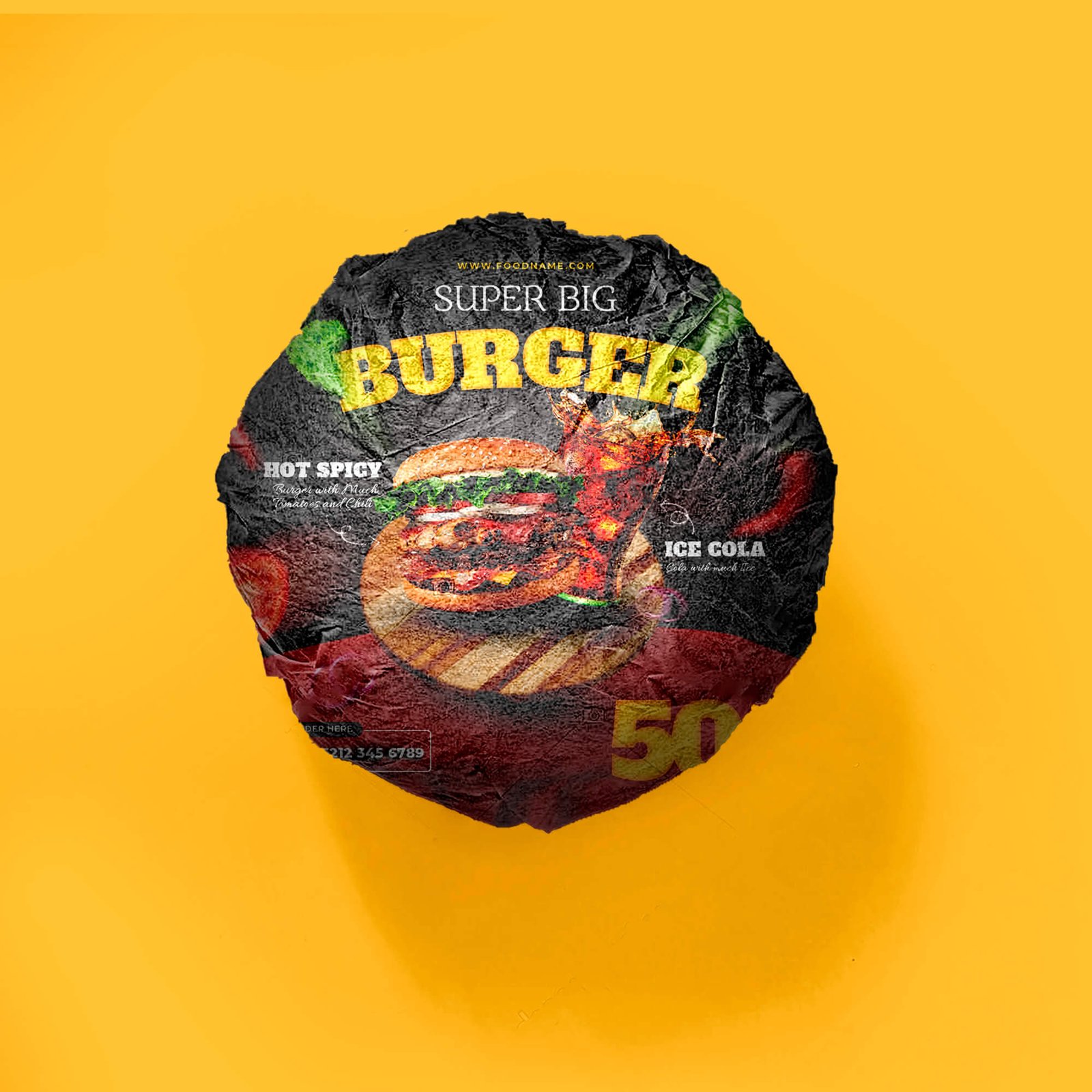Design Free Burger Wrapping Paper Mockup PSD Template