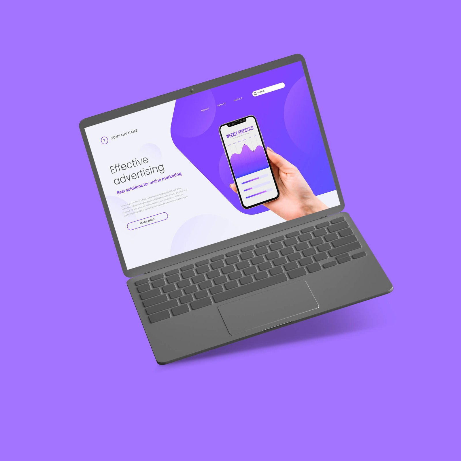 Design Free Clay Laptop Mockup PSD Template