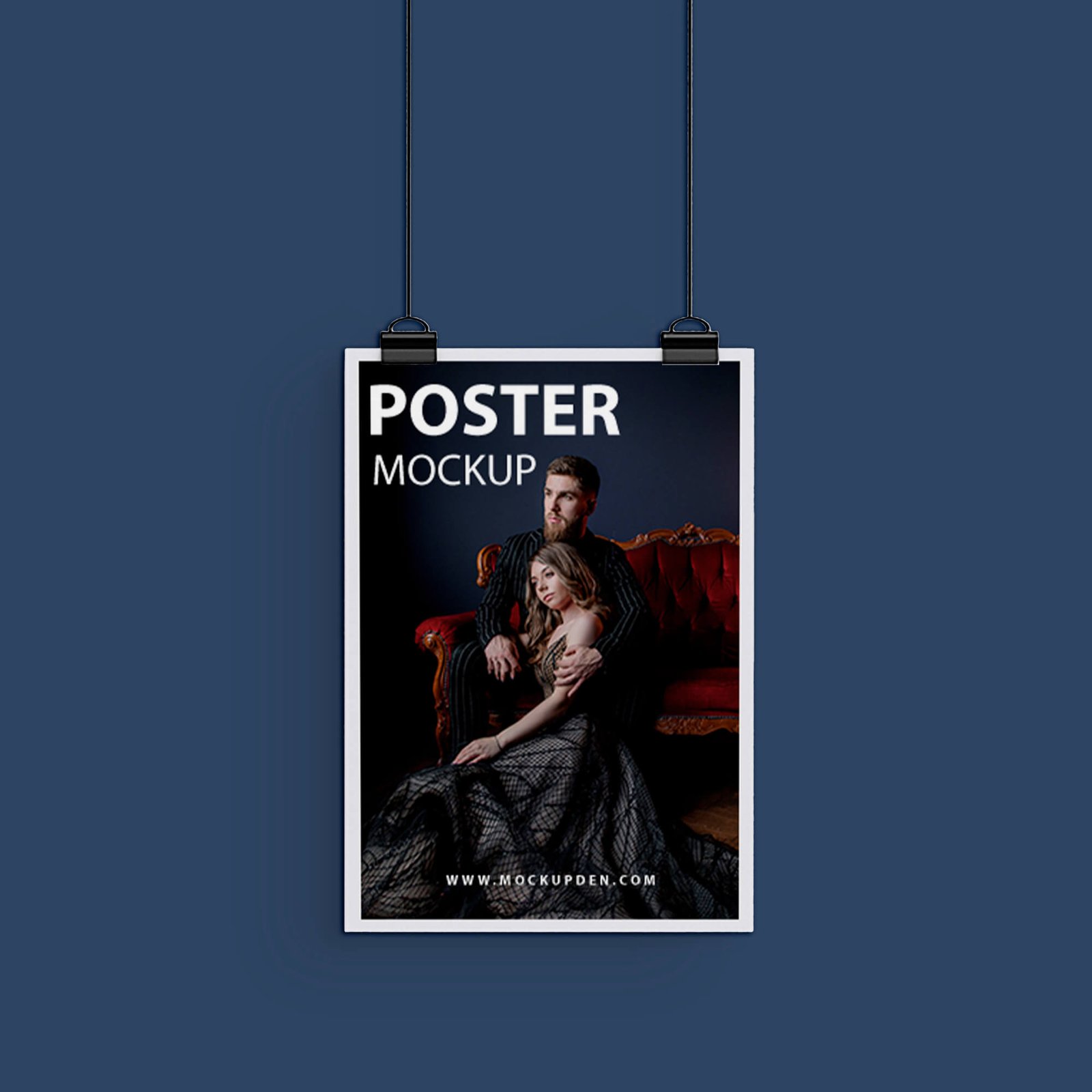 Free Hanging Poster Mockup PSD