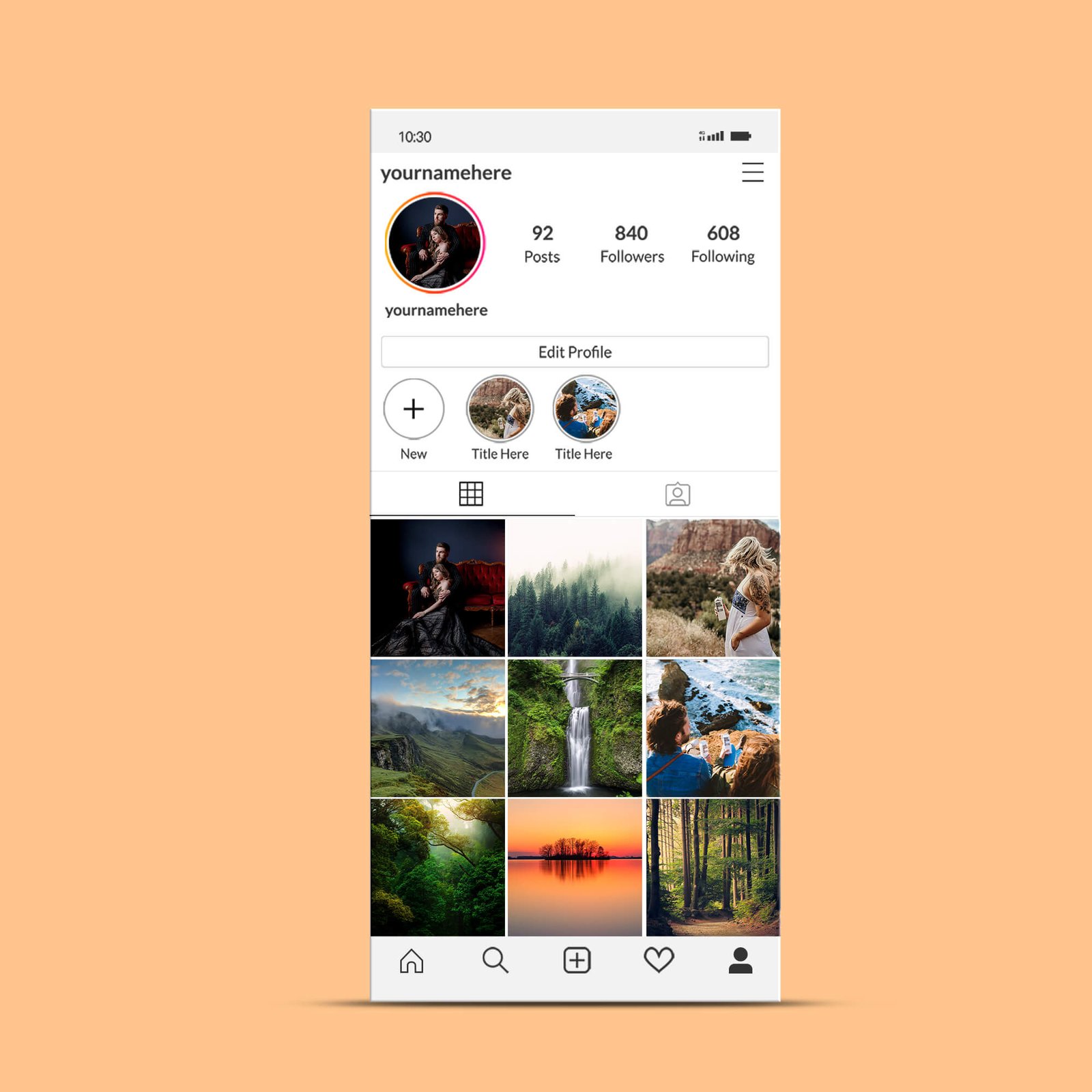 Design Free Instagram Layout Mockup PSD Template
