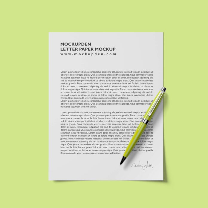 Free Letter Paper Mockup PSD Template - Mockup Den