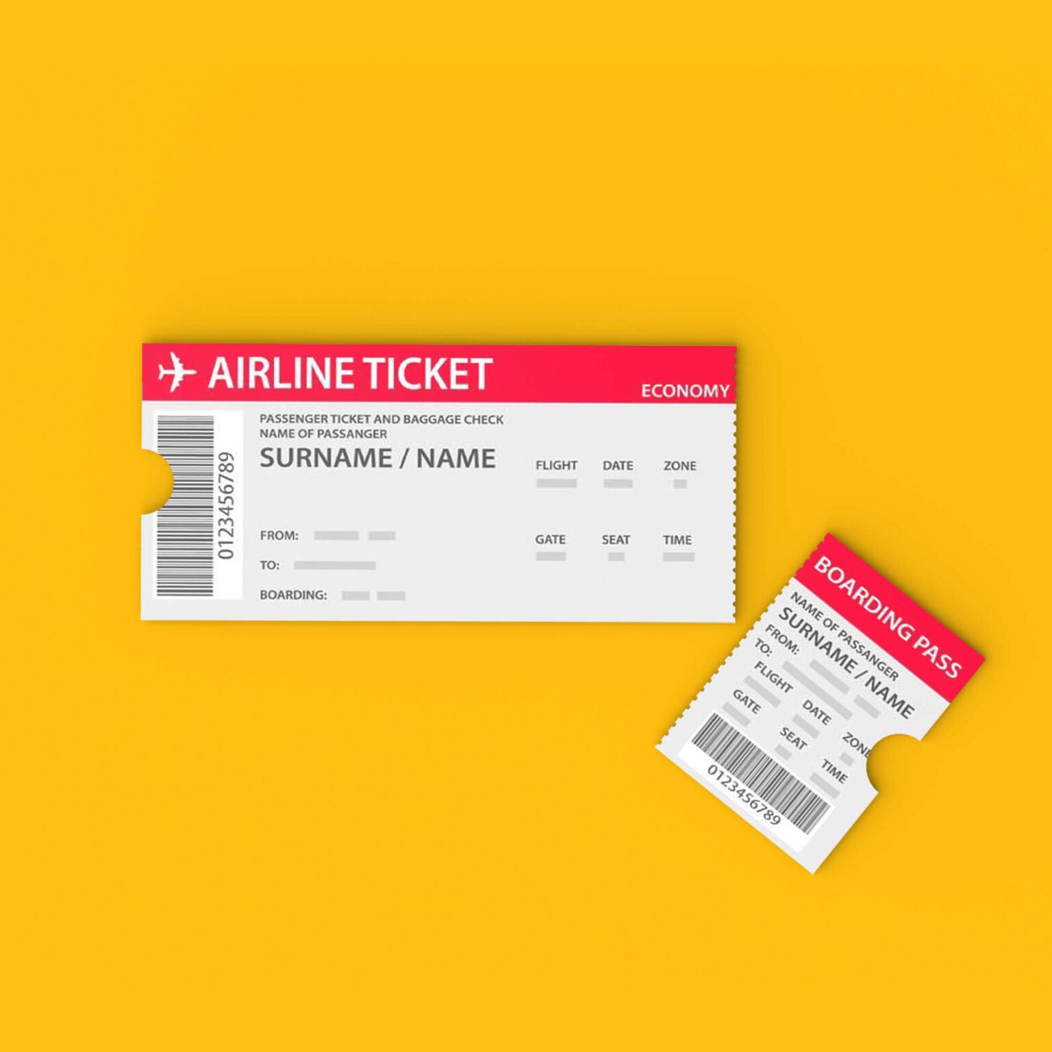 Free Plane Ticket Mockup PSD Template Mockup Den