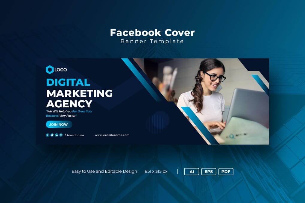 Digital Marketing Facebook Cover Template
