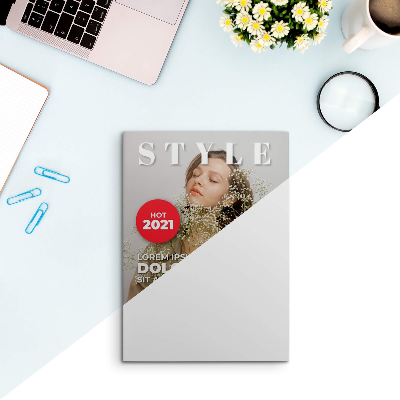 Editable Free A4 Magazine Mockup PSD Template