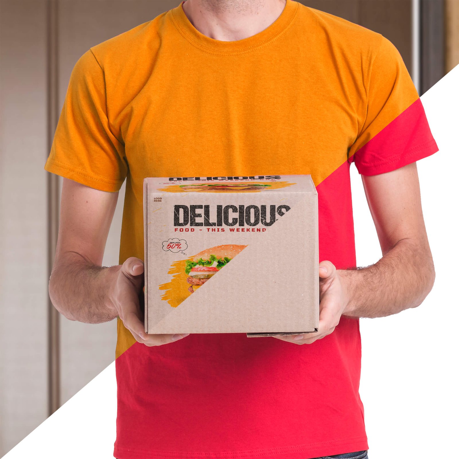 Editable Free Food Delivery Box Mockup PSD Template