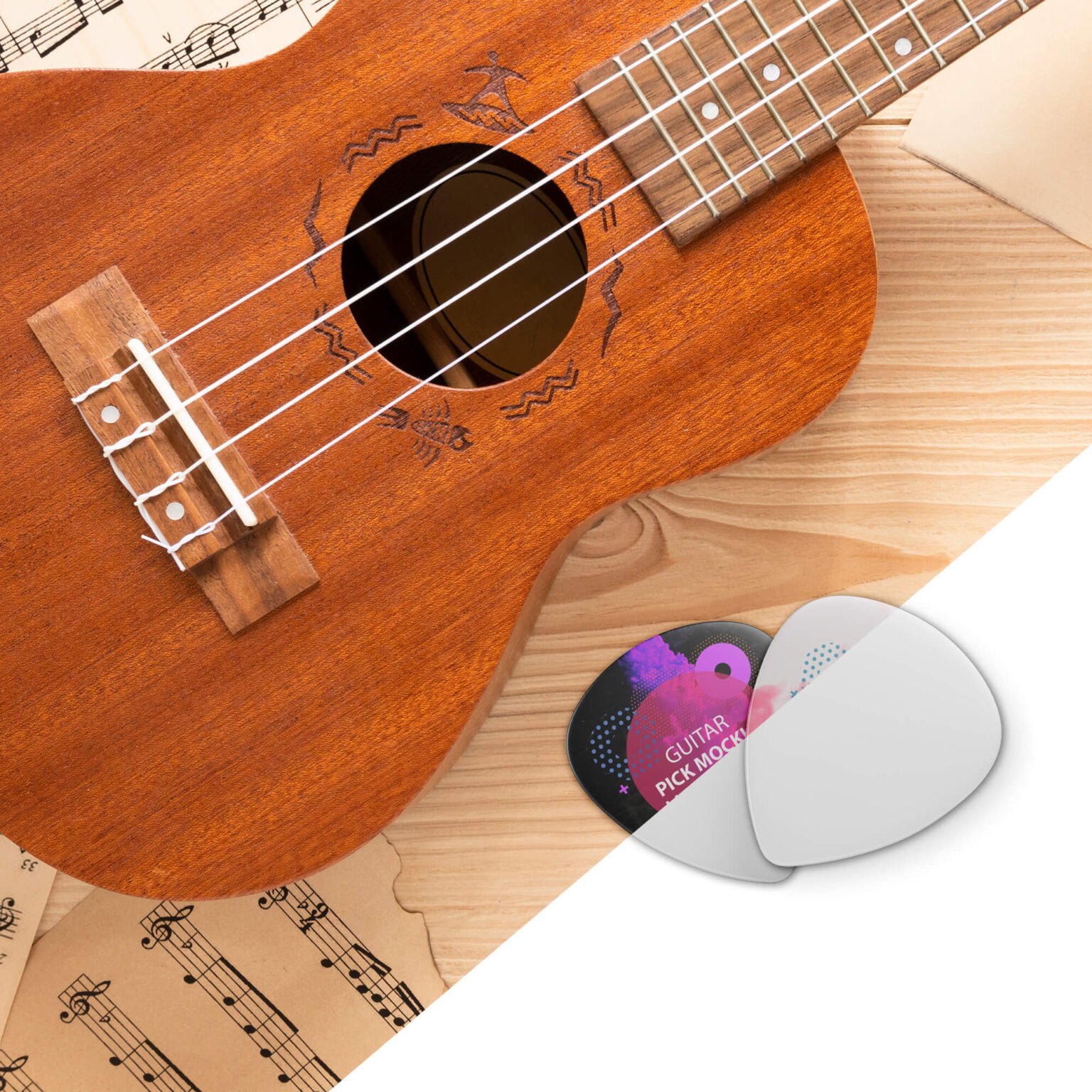 Free Guitar Pick Mockup PSD