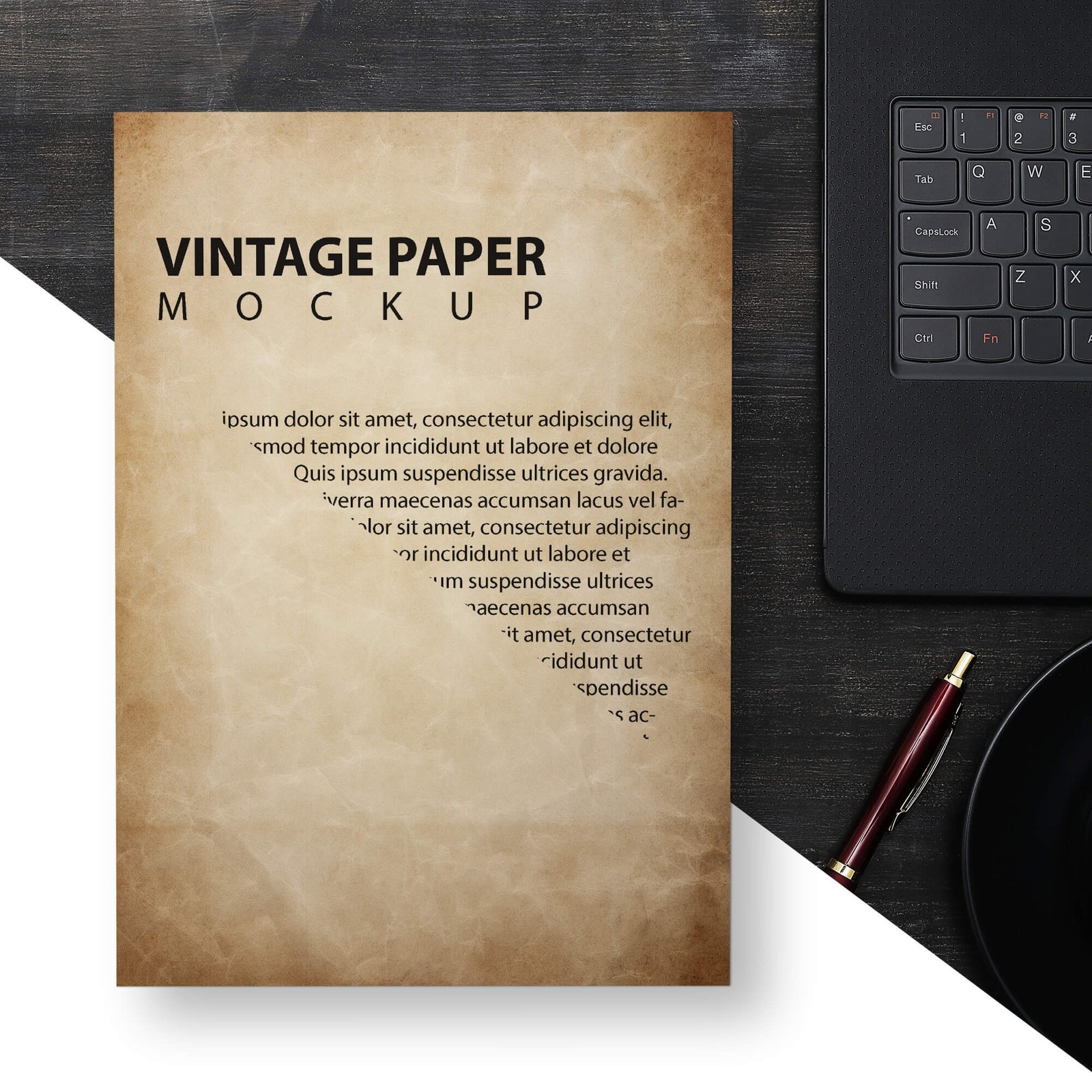 Editable Free Vintage Paper Mockup PSD Template