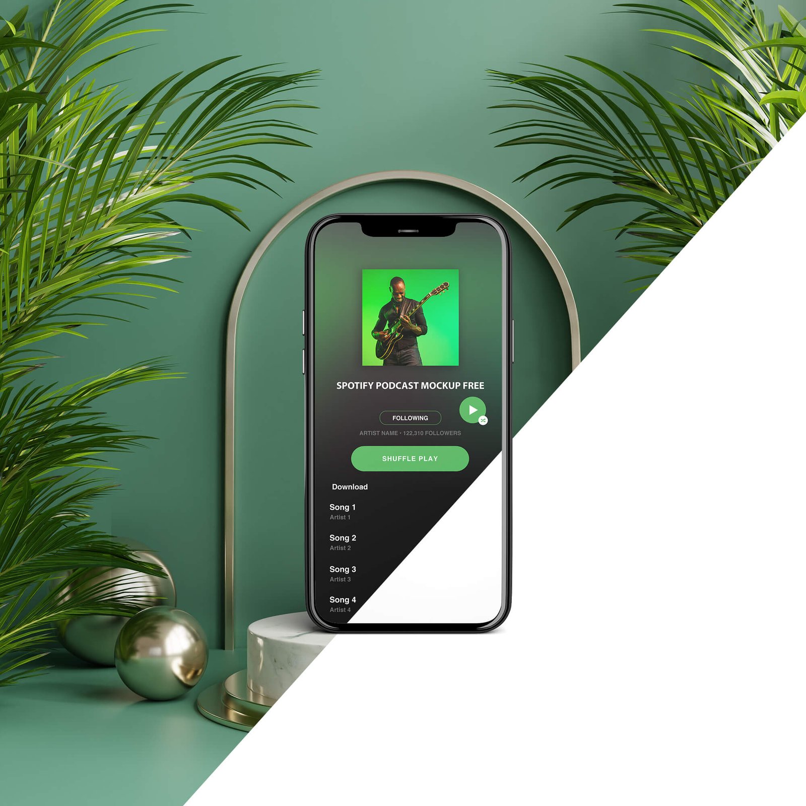 Editable Spotify Podcast Mockup Free PSD Template