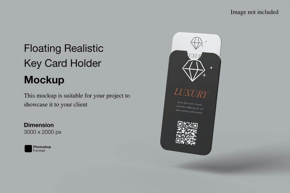 Floating Realistic Key Card Holder Mockup