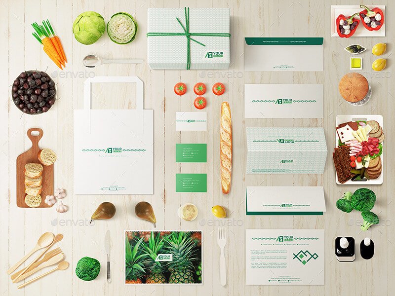 Food Market Identity Branding Mockups