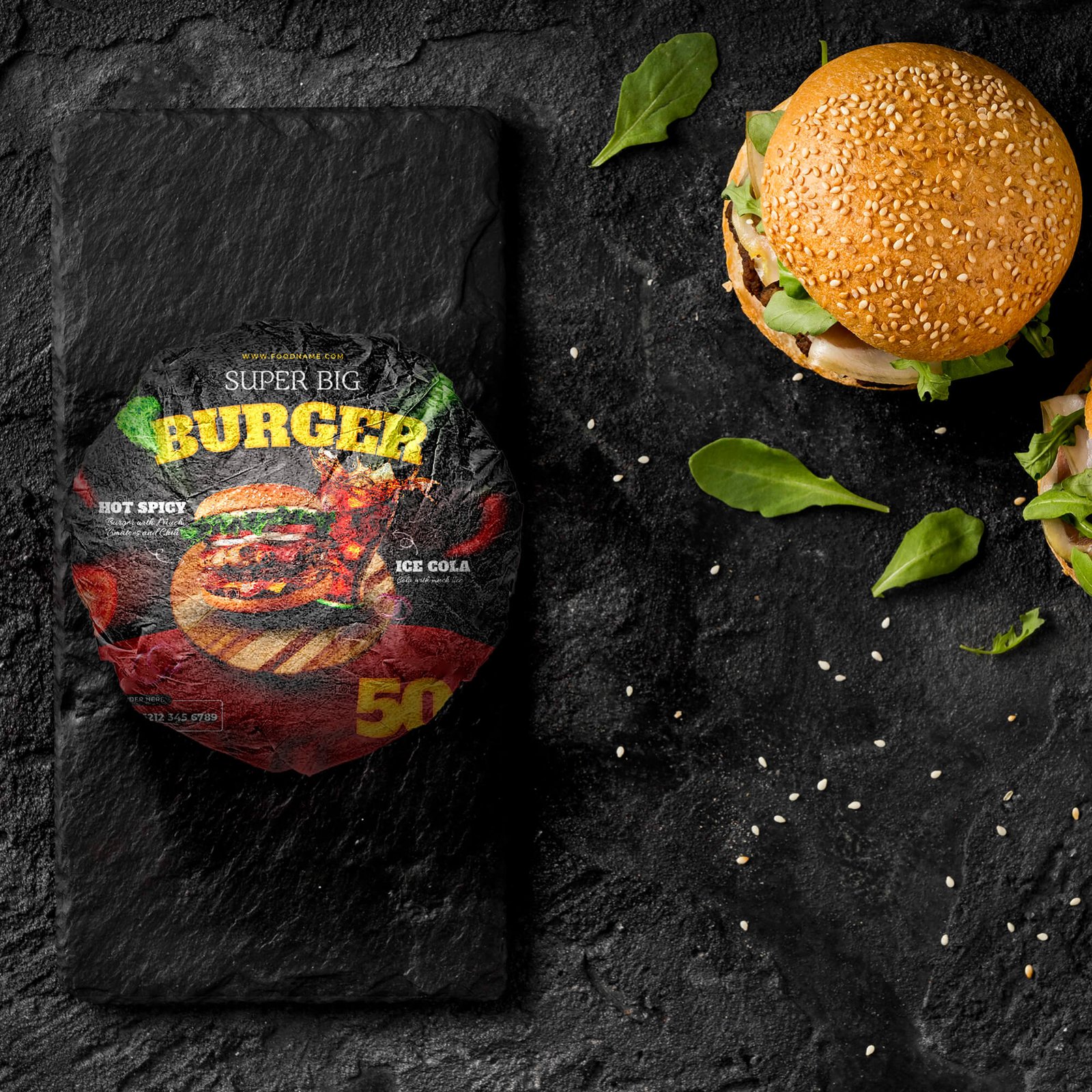 Free Burger Wrapping Paper Mockup PSD Template