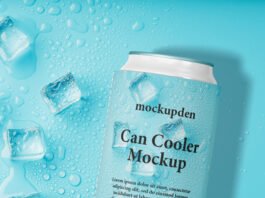 Free Can Cooler Mockup PSD Template