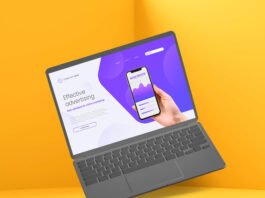 Free Clay Laptop Mockup PSD Template