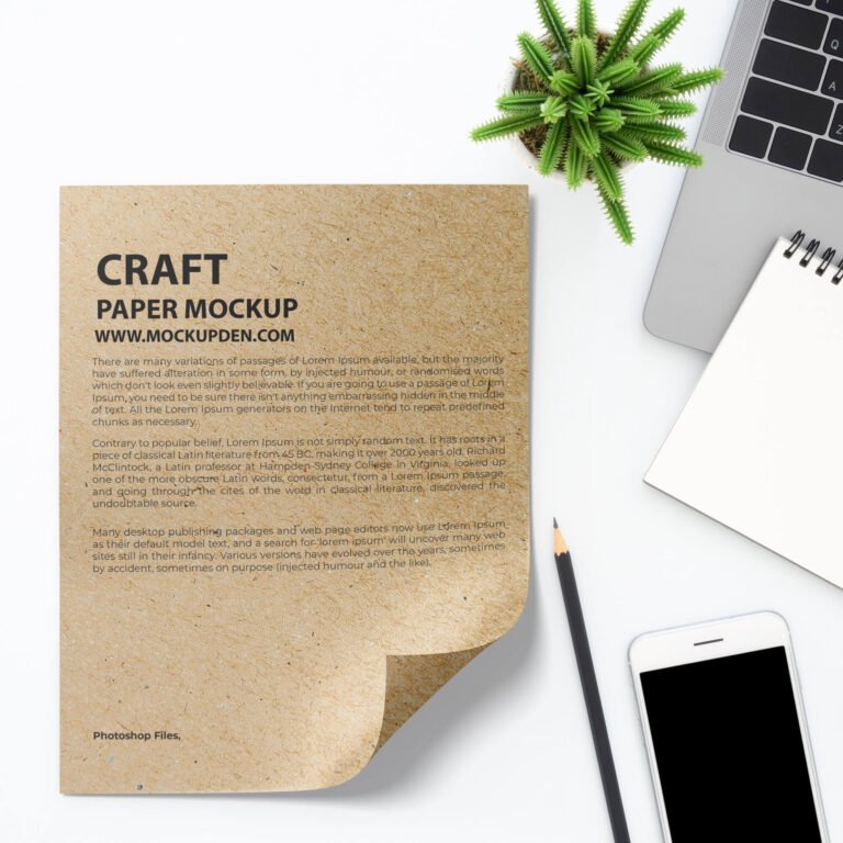 Free Craft Paper Mockup PSD Template