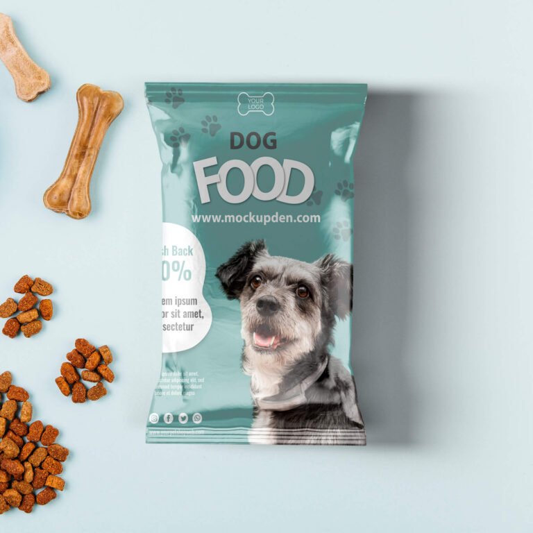 Free Dog Food Packaging Mockup PSD Template