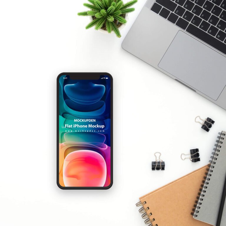 Free Flat iPhone Mockup PSD Template