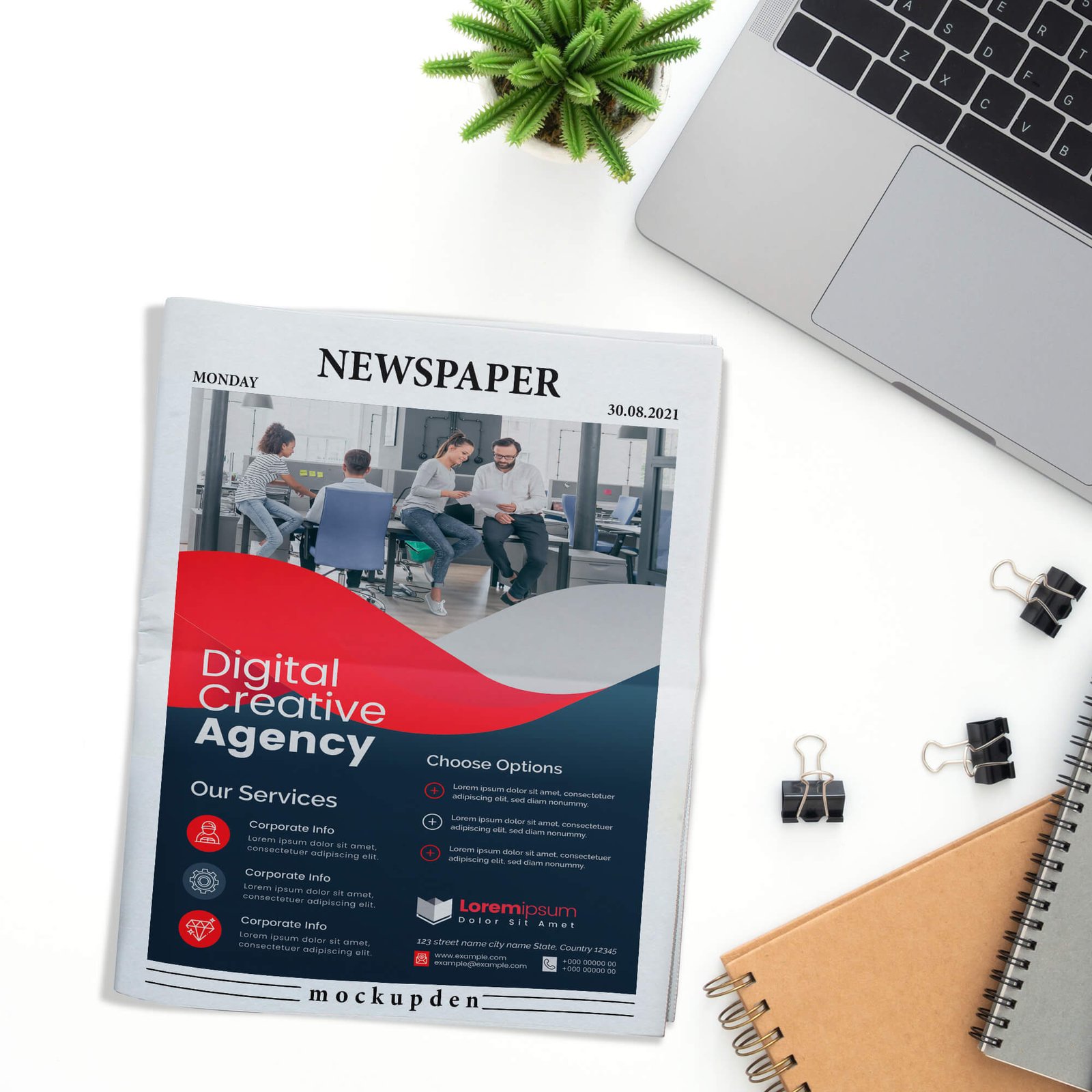 Free Full Page Newspaper Ad Mockup PSD Template