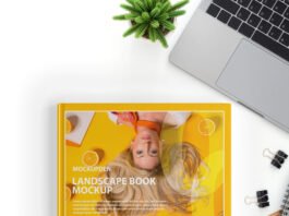 Free Landscape Book Mockup PSD Template