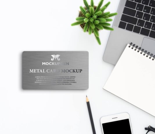 Free Metal Card Mockup PSD Template