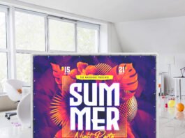 Free Party Backdrop Mockup PSD Template