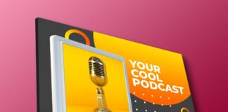 Free Podcast Cover Art Mockup PSD Template