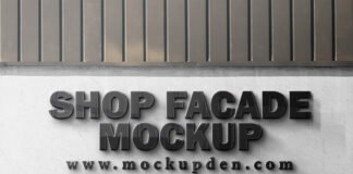 Free Shop Facade Mockup PSD Template