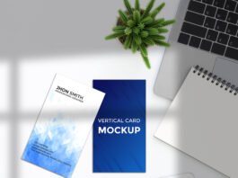 Free Vertical Card Mockup PSD Template