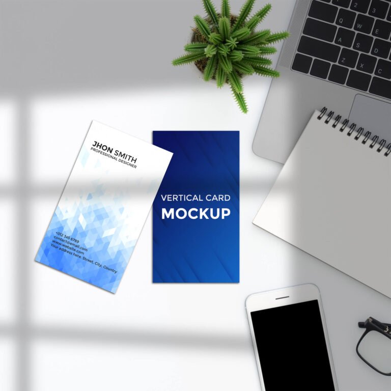 Free Vertical Card Mockup PSD Template