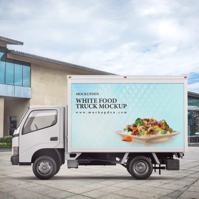 Free White Food Truck Mockup PSD Template