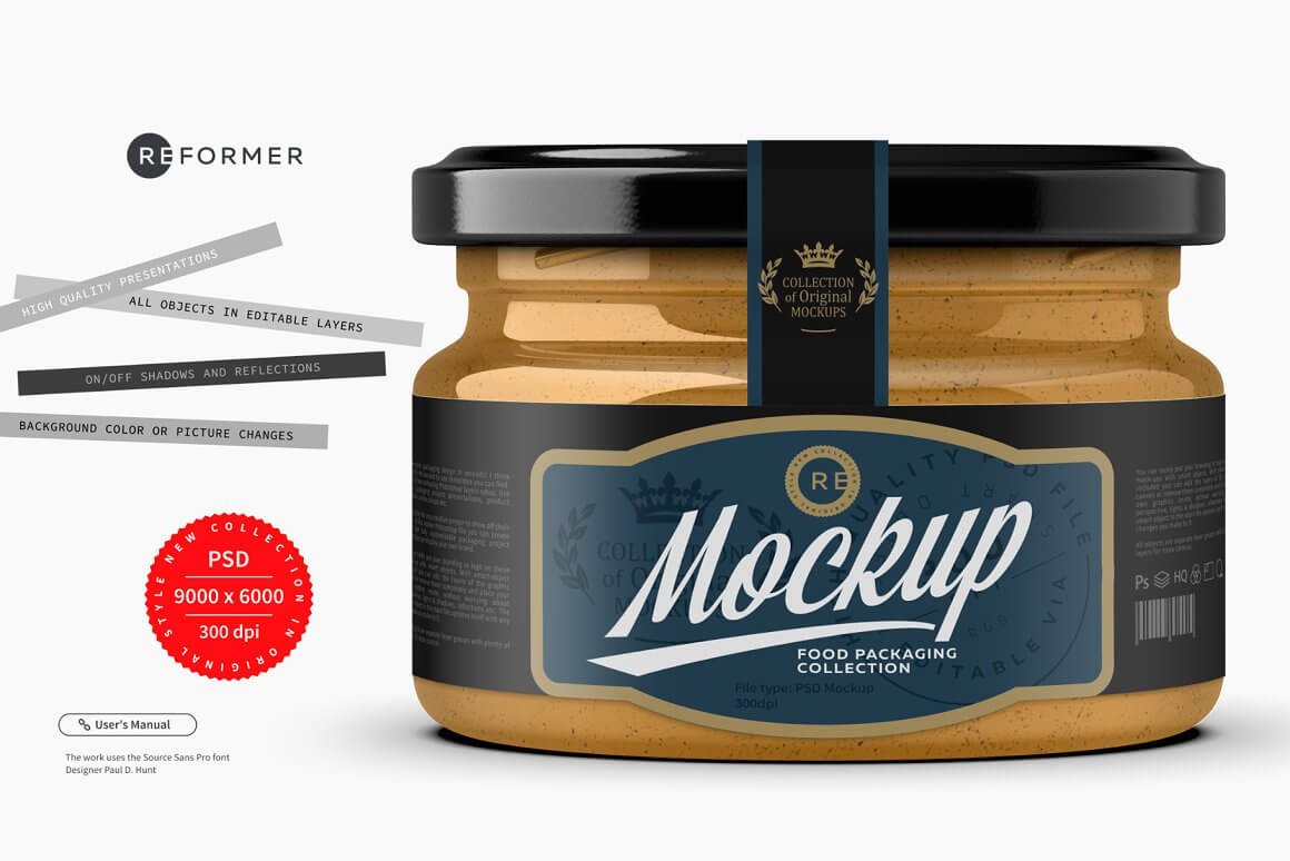 Glass Jar with Peanut Butter Mockup (1)