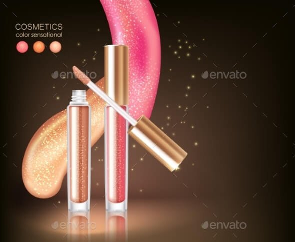 Glossy Lipstick Cosmetic Concept