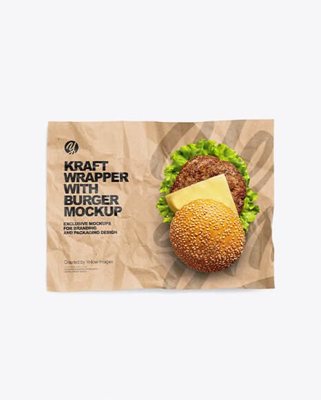 Kraft Wrapper With Burger Mockup
