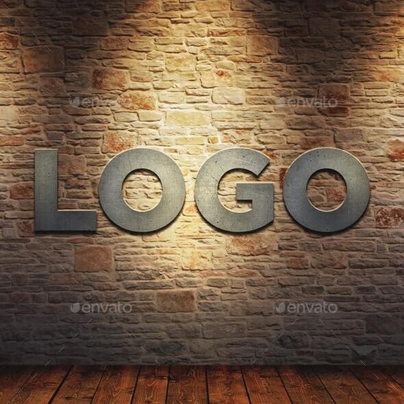 LOGO MockUp Metal on Brick Wall