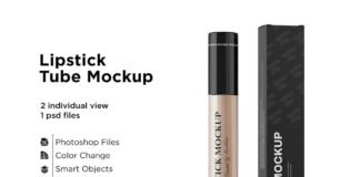 Lipstick Tube with Box Mockup