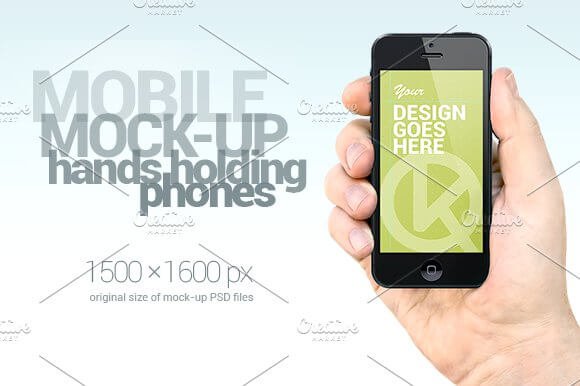 Mobile mock up hands holding phones
