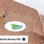 Paper Sticker on Paper Box - Mockup PSD
