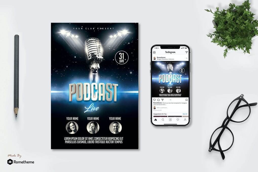 Podcast - Live Flyer and Instagram Post MR