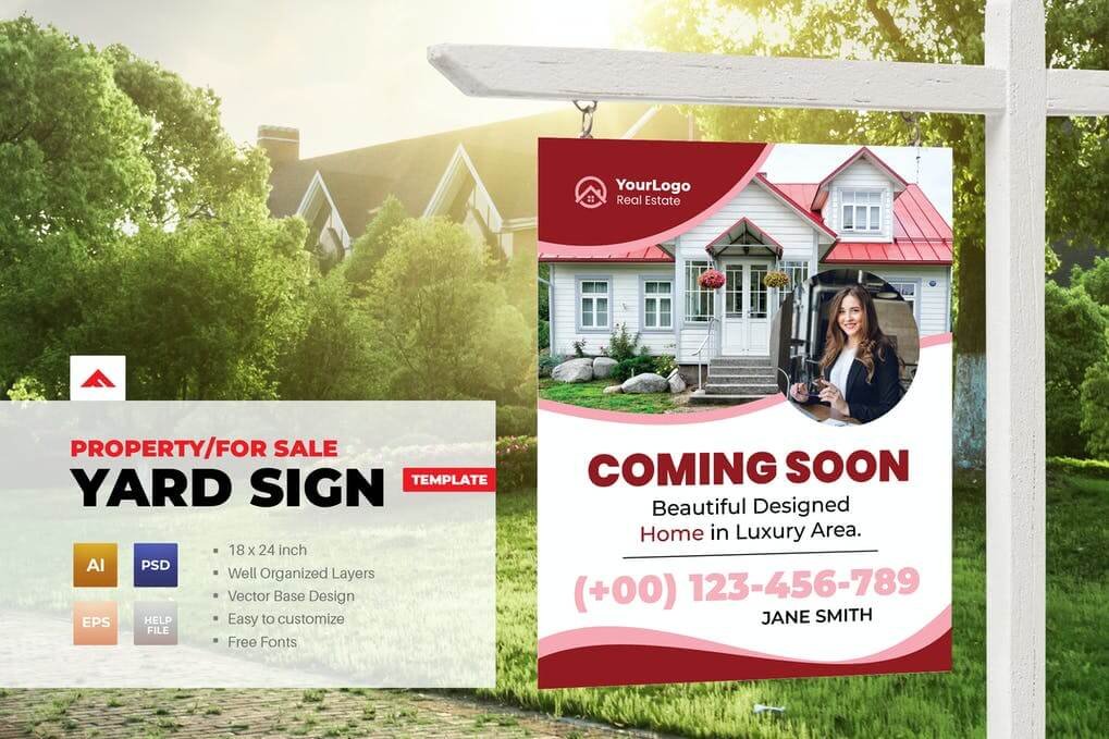 Property Sign Yard For Sale Template (2)